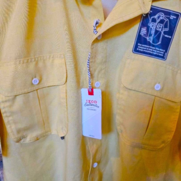 NEW Izod Saltwater Performance Men Shirt Lemon Vented Fishing Utility XL New! - Picture 1 of 7